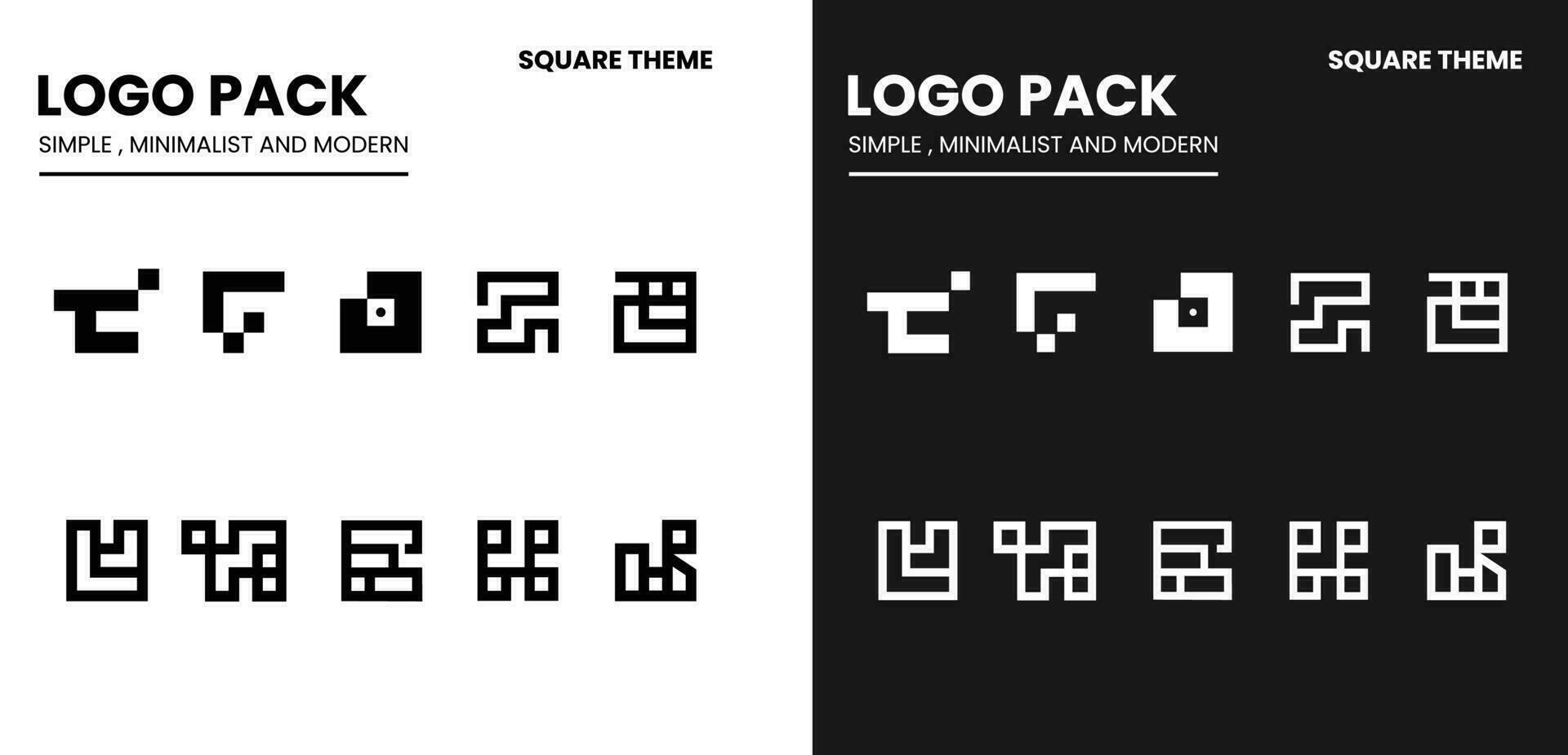 Logo pack with a simple minimalist and modern style with a squares theme vector