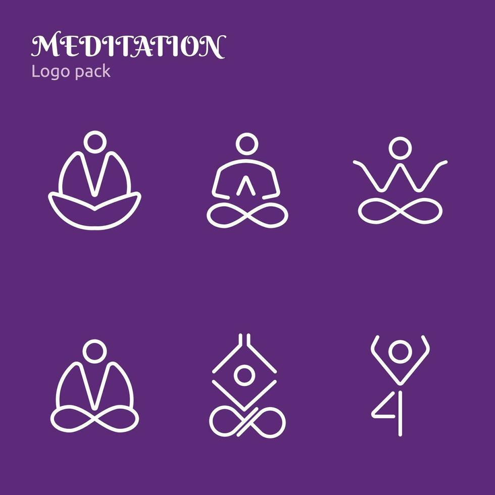 Logo pack with a meditation concept where there are several variants of shapes that can be used vector