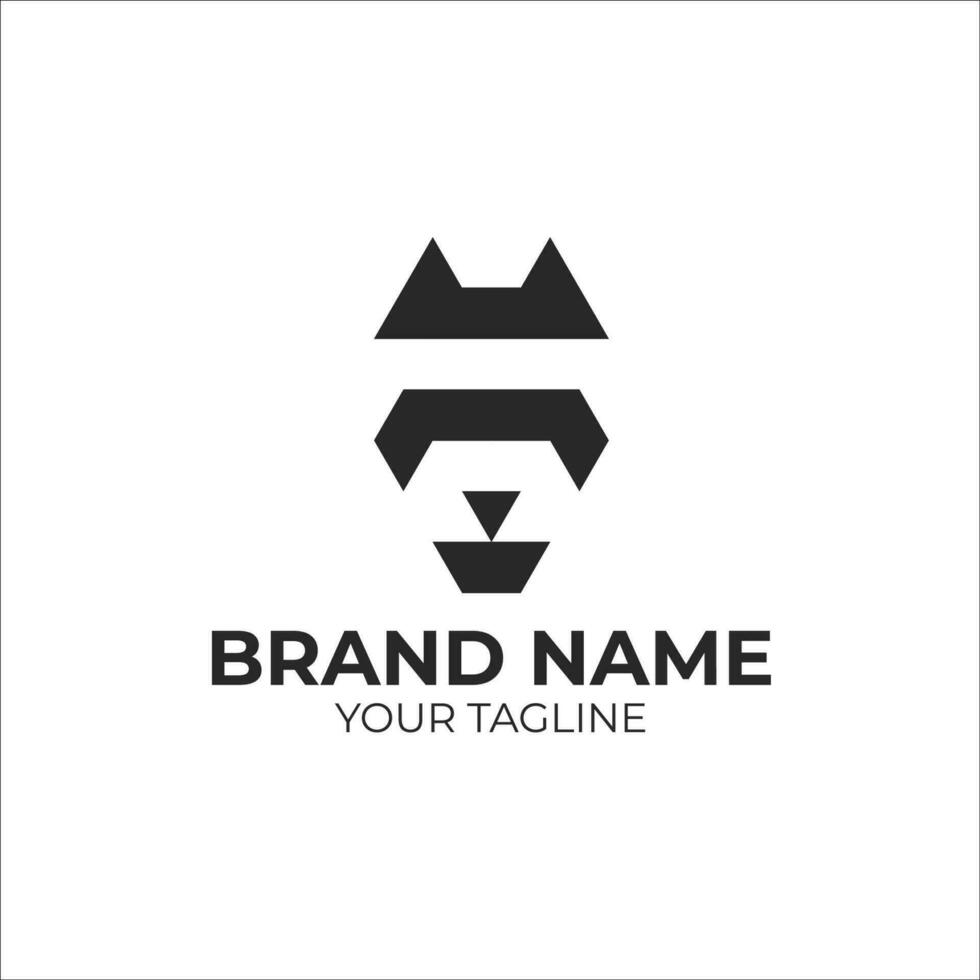 Wolf shaped logo with a minimalist and simple style vector