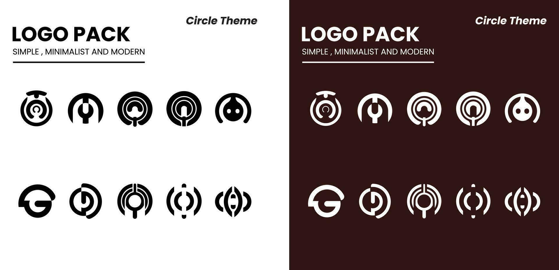 Logo pack with a simple, minimalist and modern style with a circle theme vector