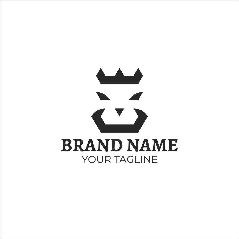 simple, minimalist, elegant with a crown and tiger logo vector