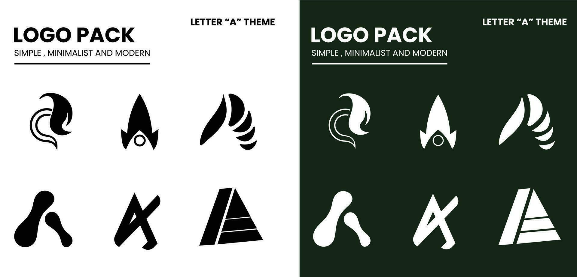 Logo pack with a simple minimalist and modern style with a letter A theme vector