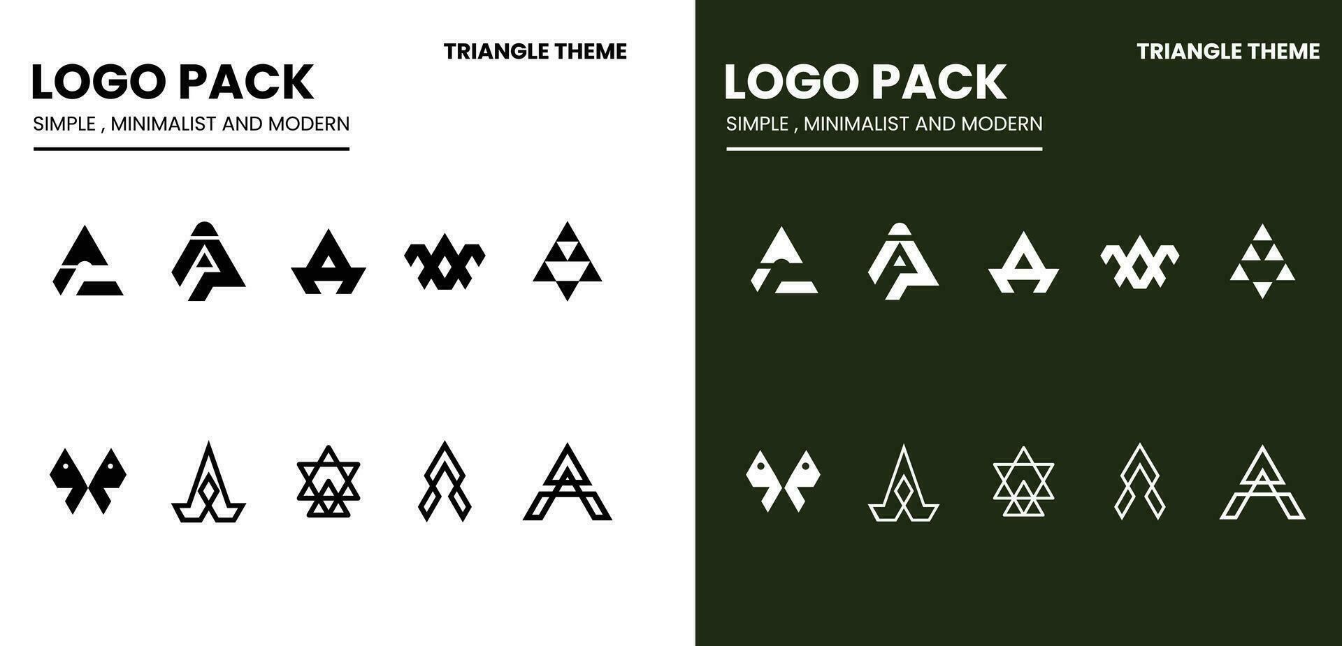 Logo pack with a simple minimalist and modern style with a triangle theme vector