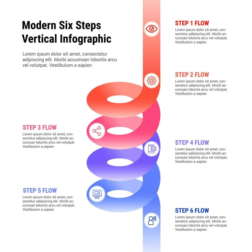 Modern Six Steps Vertical Infographic vector