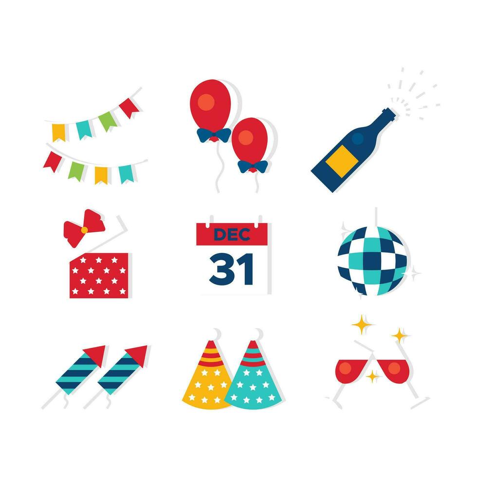 Happy new year element, illustration, trendy design, color full icon vector