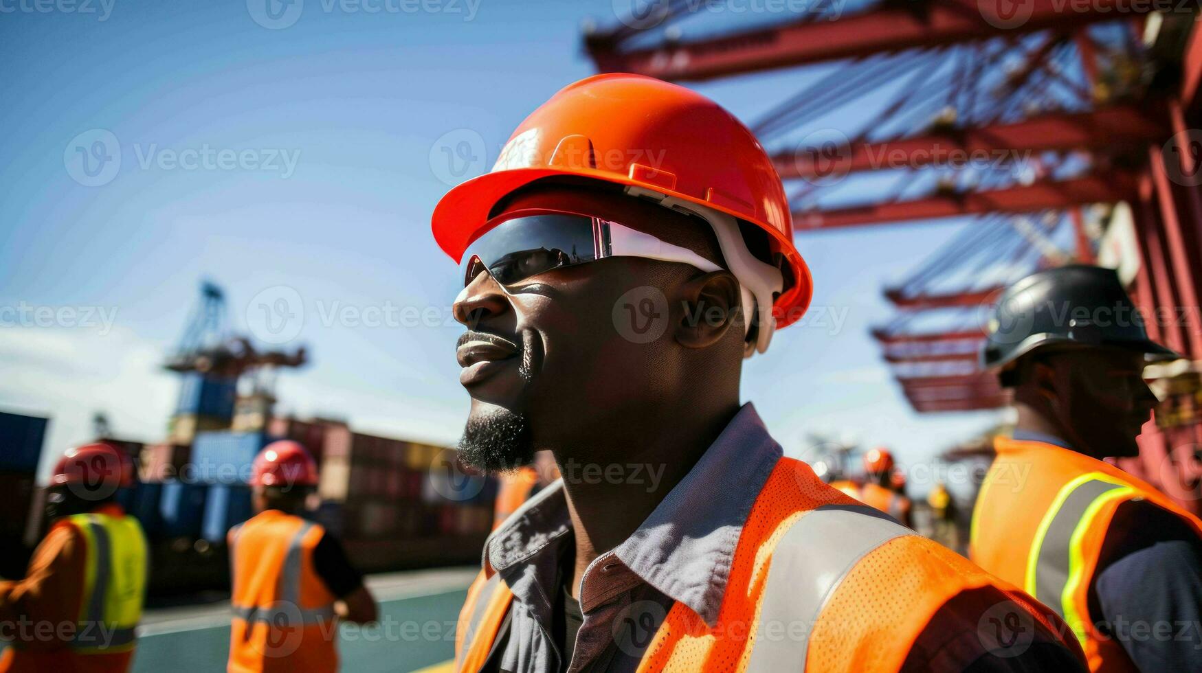 AI generated Dockworker at a seaport photo