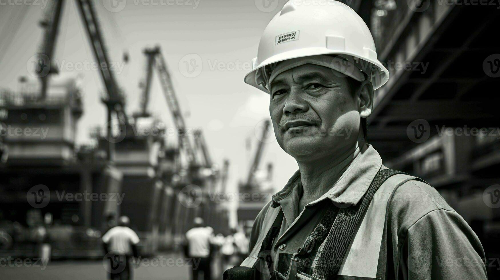 AI generated Dockworker at a seaport photo