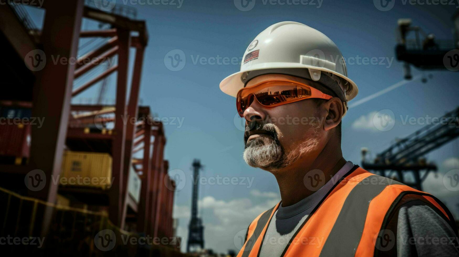 AI generated Dockworker at a seaport photo