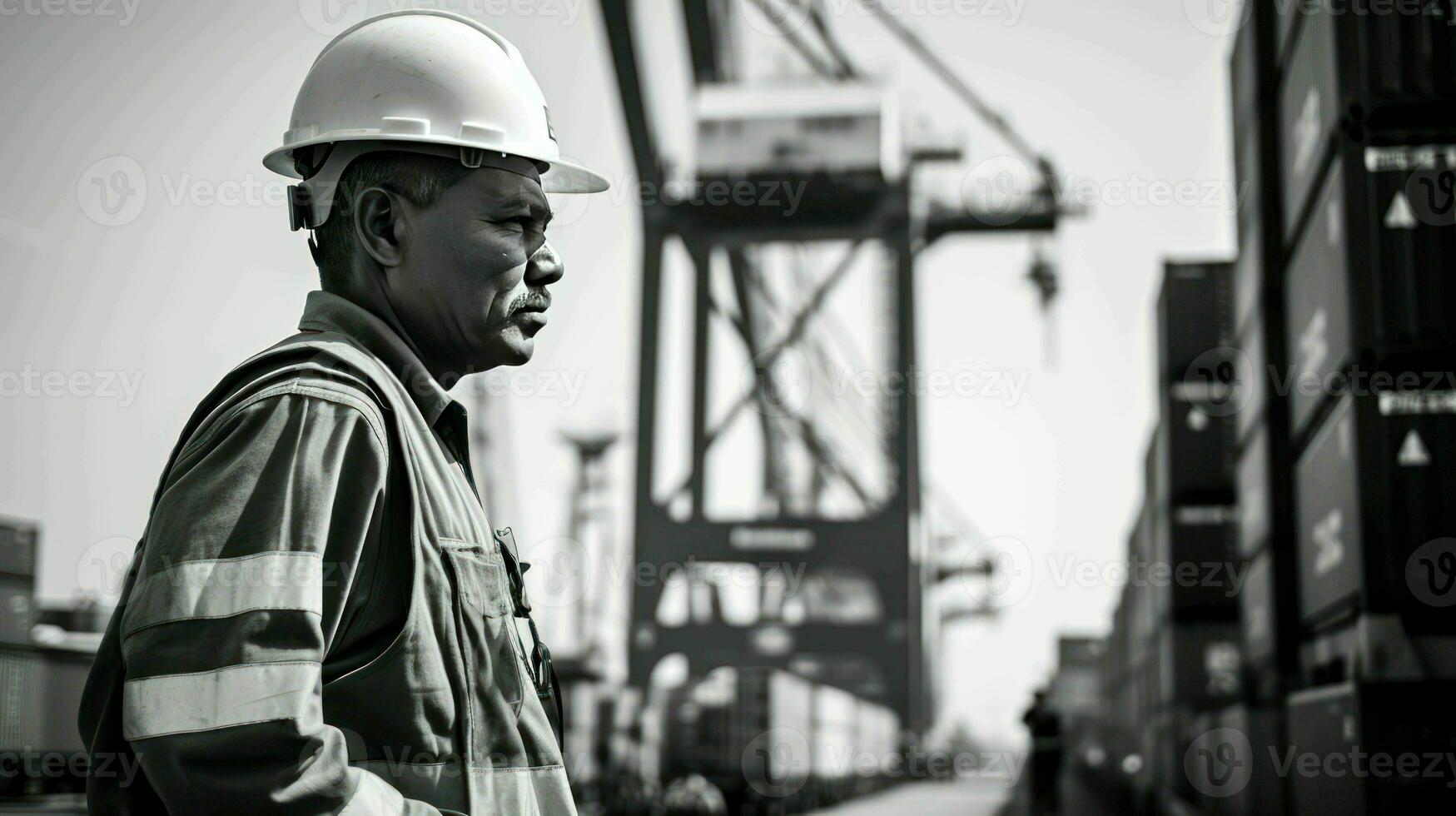 AI generated Dockworker at a seaport photo