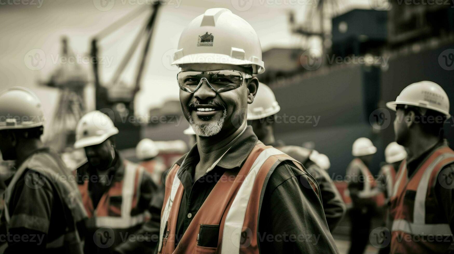 AI generated Dockworker at a seaport photo