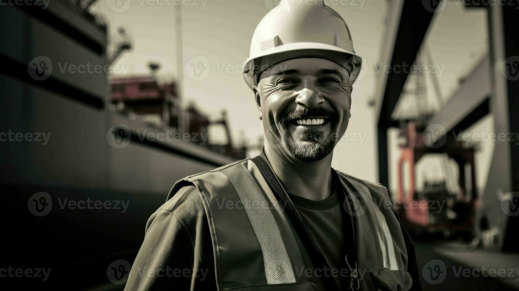 AI generated Dockworker at a seaport photo