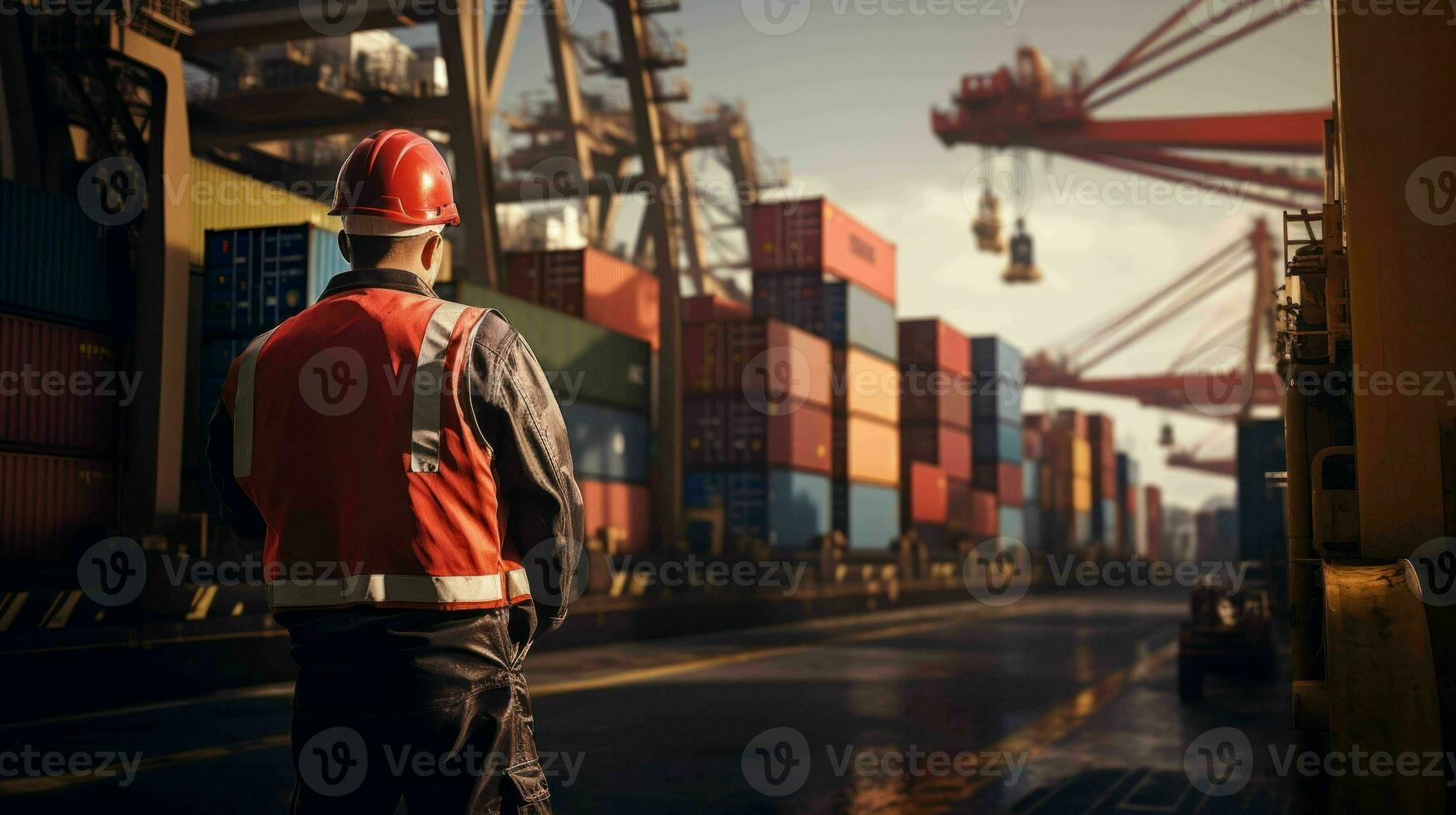 AI generated Dockworker at a seaport photo