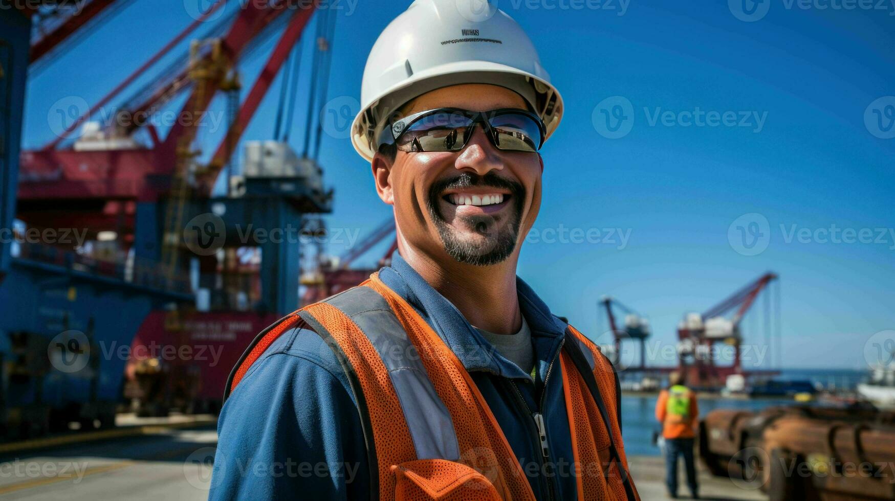 AI generated Dockworker at a seaport photo