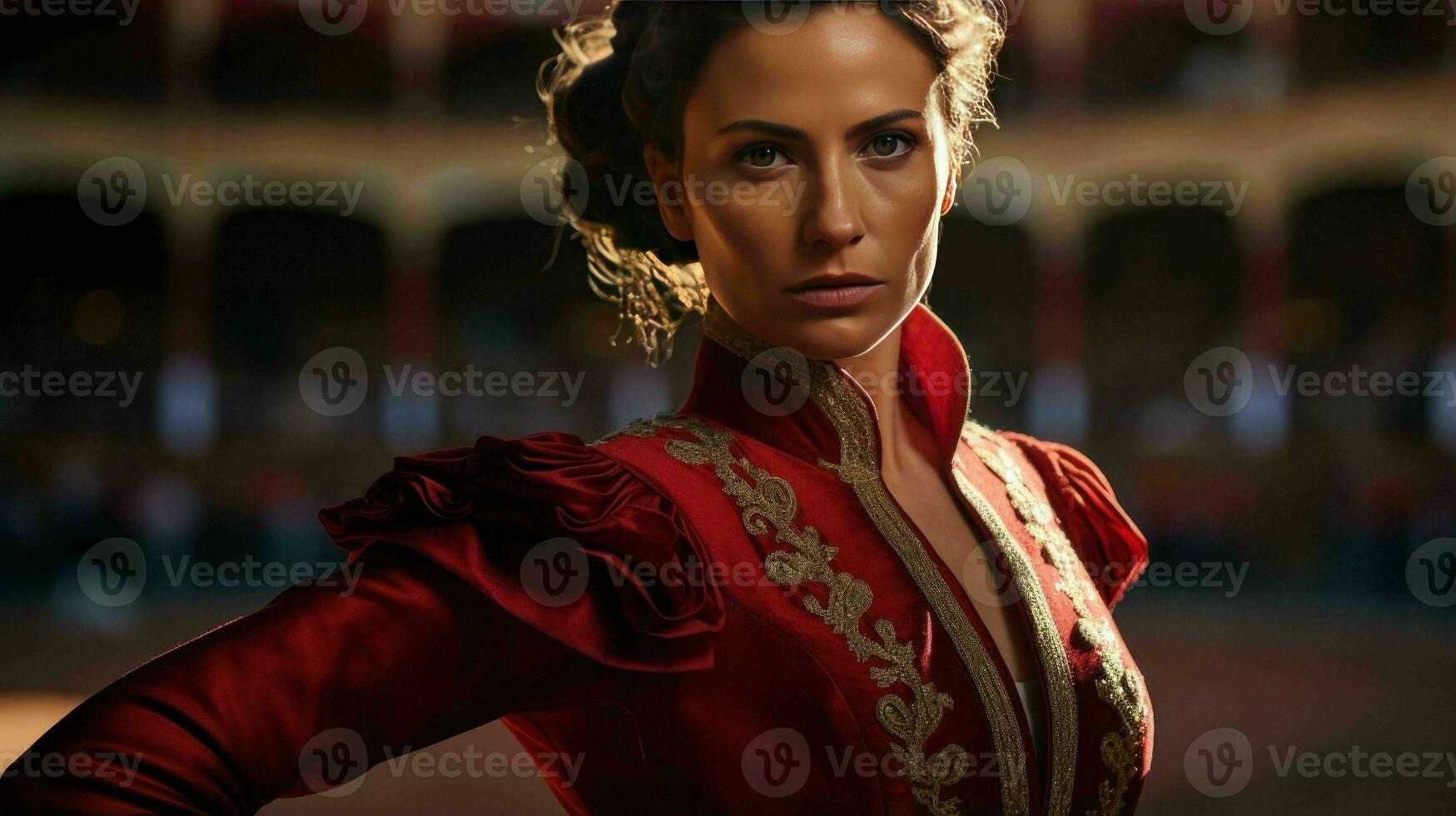 AI generated A Beautiful Spanish Woman Matador in Traditional Attire photo