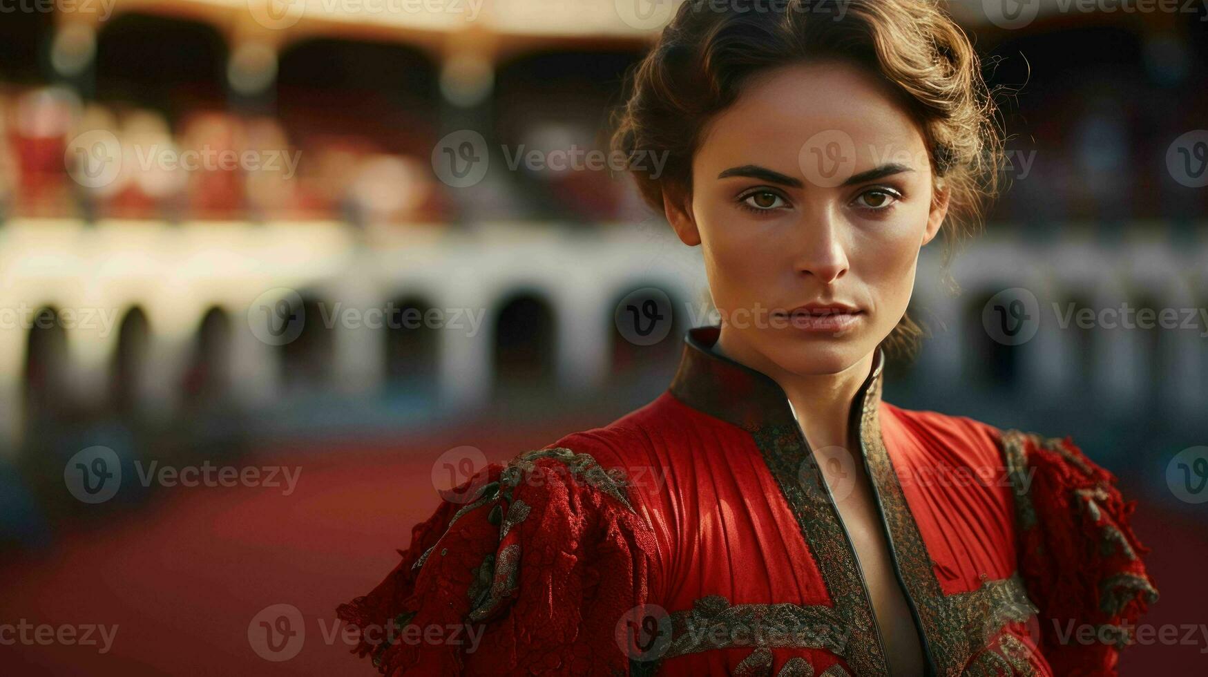 AI generated A Beautiful Spanish Woman Matador in Traditional Attire photo