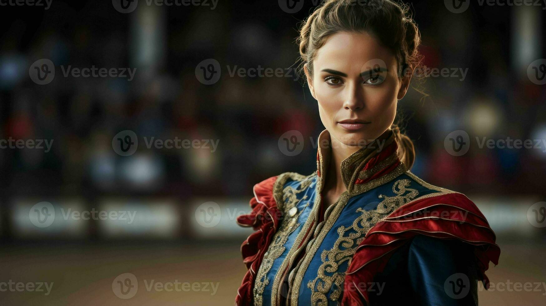 AI generated A Beautiful Spanish Woman Matador in Traditional Attire photo