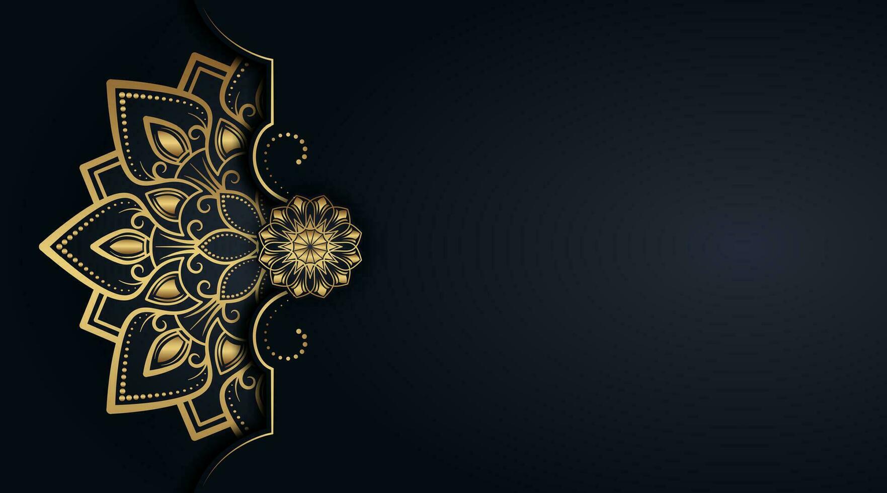 Black luxury background  with mandala ornament vector