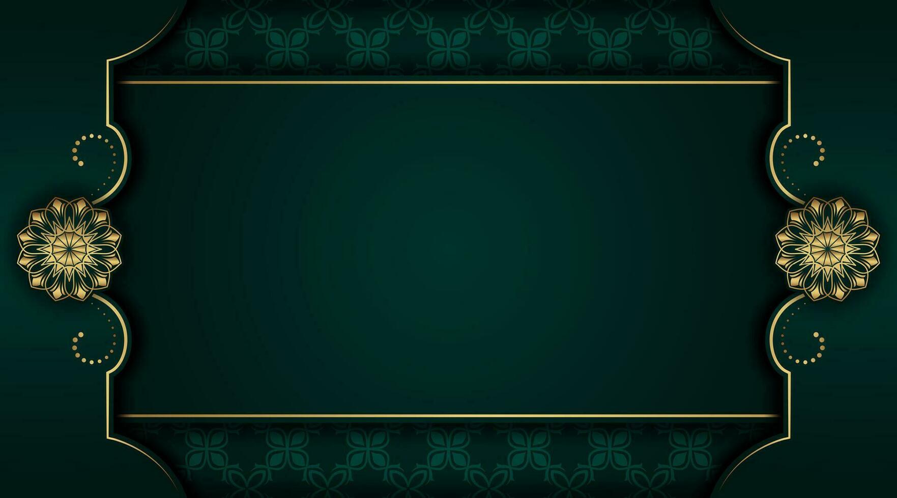 Green luxury background  with mandala ornament vector