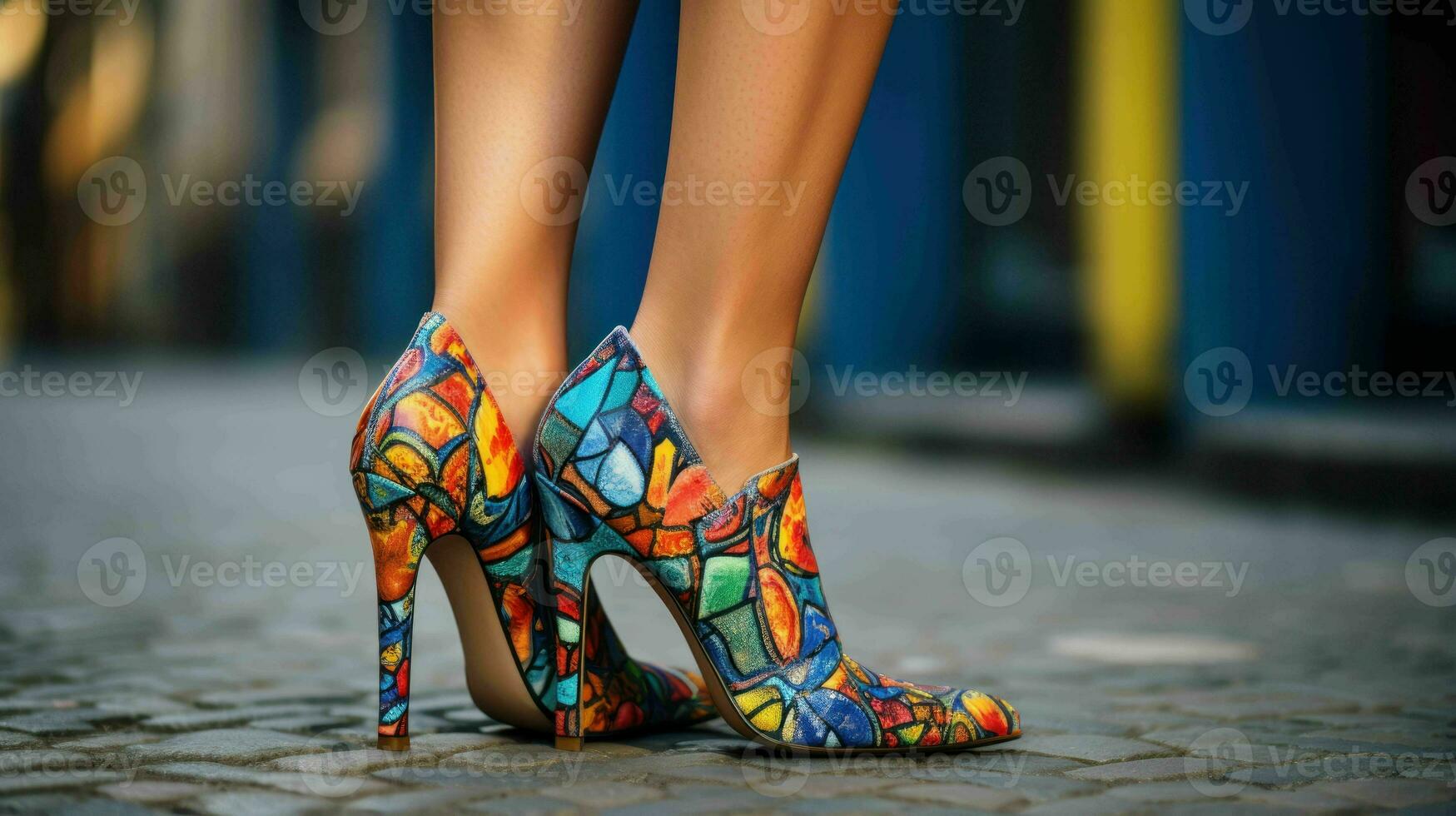 AI generated Woman wearing modern and fashionable trendy long heels photo