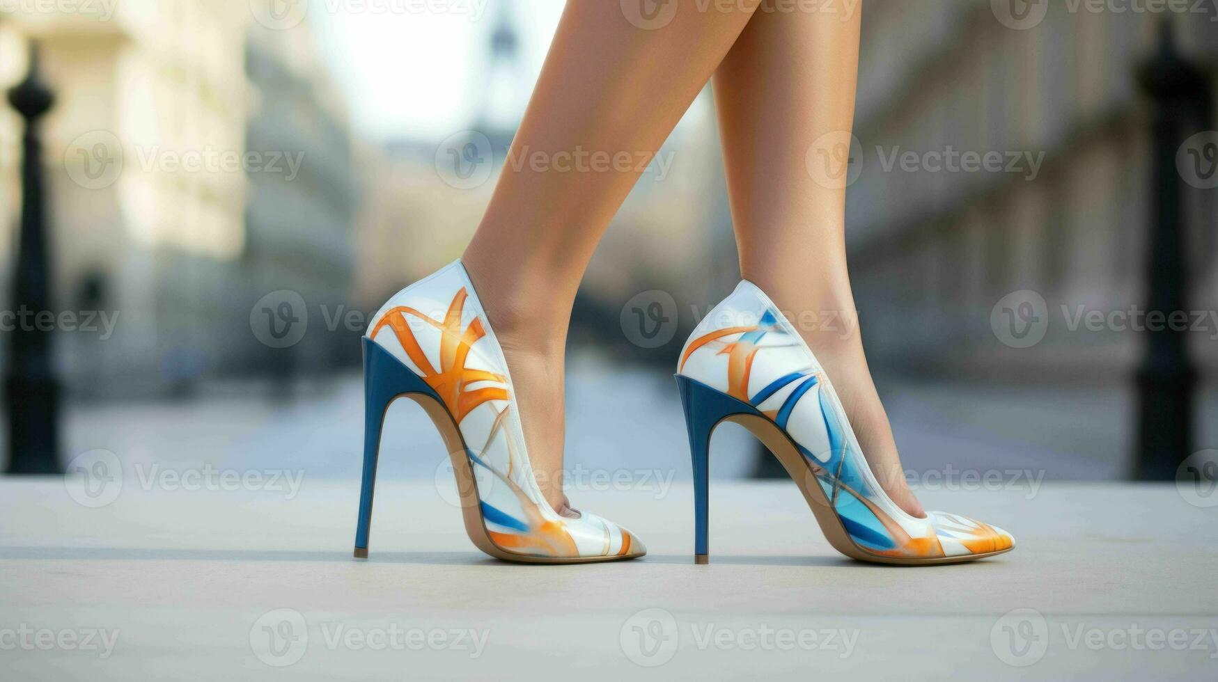AI generated Woman wearing modern and fashionable trendy long heels photo