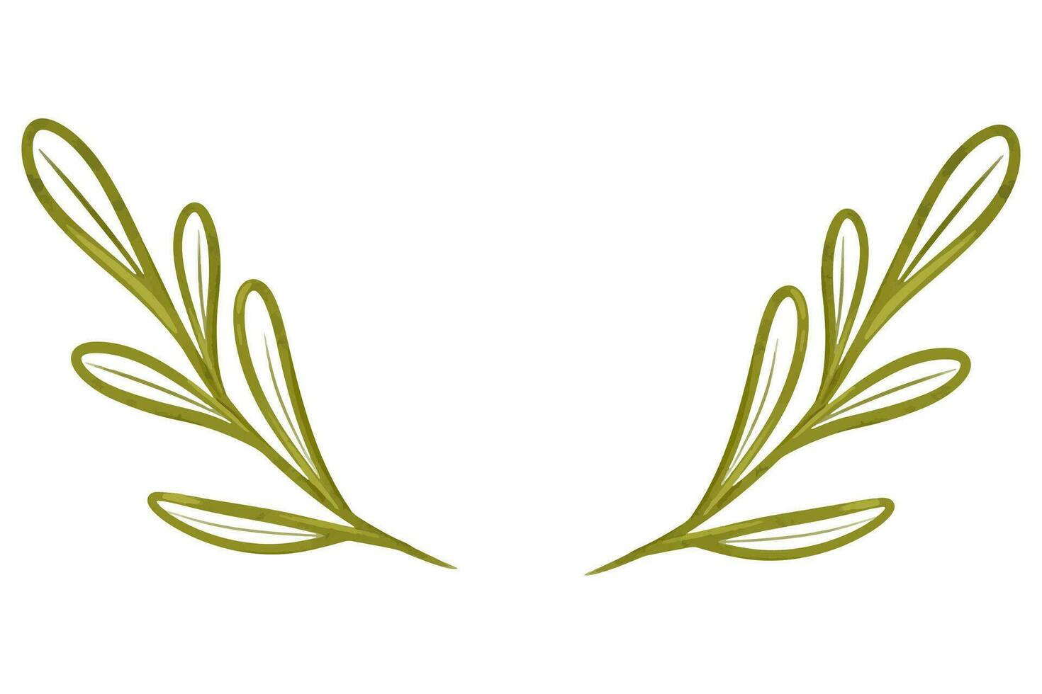 Green outline wreath with olive branches, silhouette circular laurel foliate. Vector Round floral frame. Hand drawn digital illustration for sports achievements, awards, victories and success.