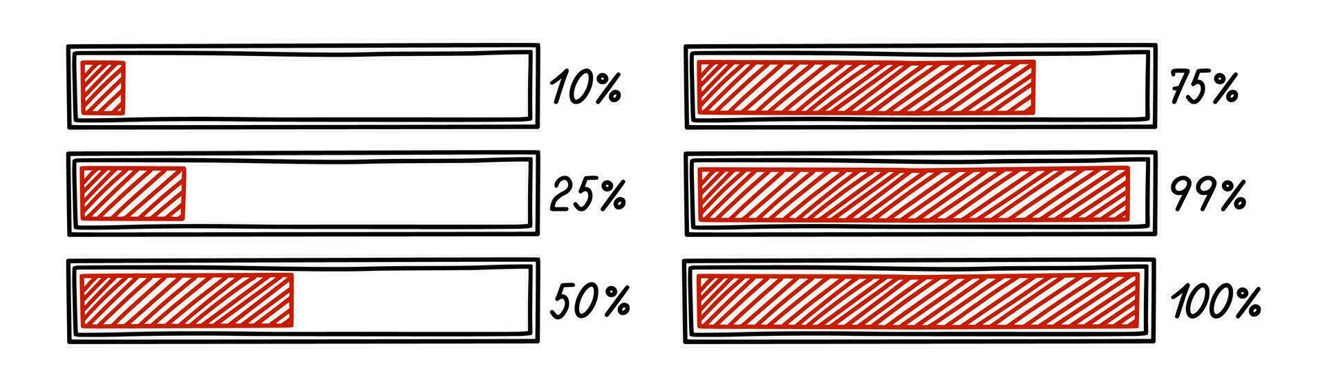 Progress loading bar. Infographics design element with status of completion. Hand drawn vector illustration