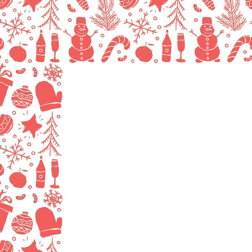 Seamless christmas frame. New year background. Doodle illustration with christmas and new year icons vector