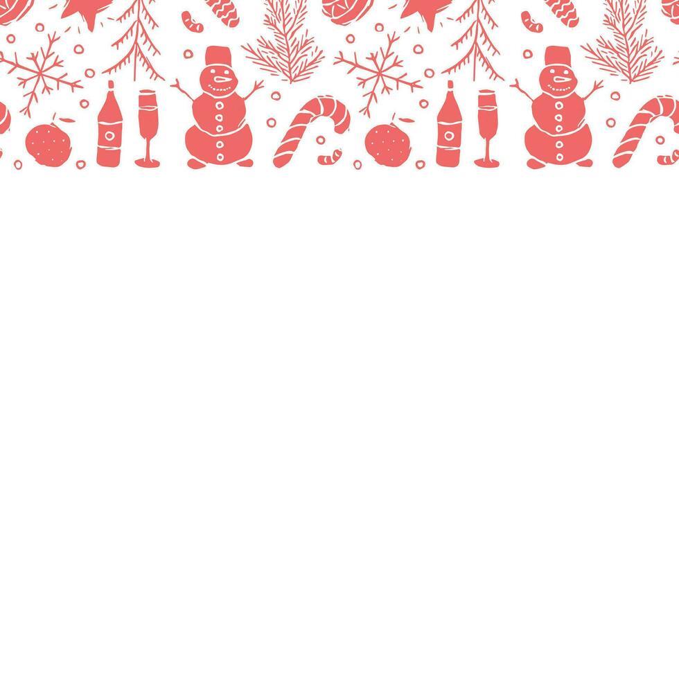 Seamless christmas frame. New year background. Doodle illustration with christmas and new year icons vector