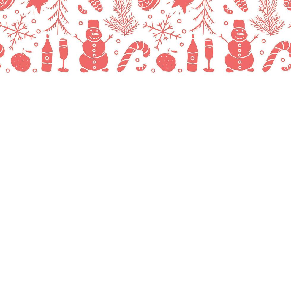 Seamless christmas frame. New year background. Doodle illustration with christmas and new year icons vector