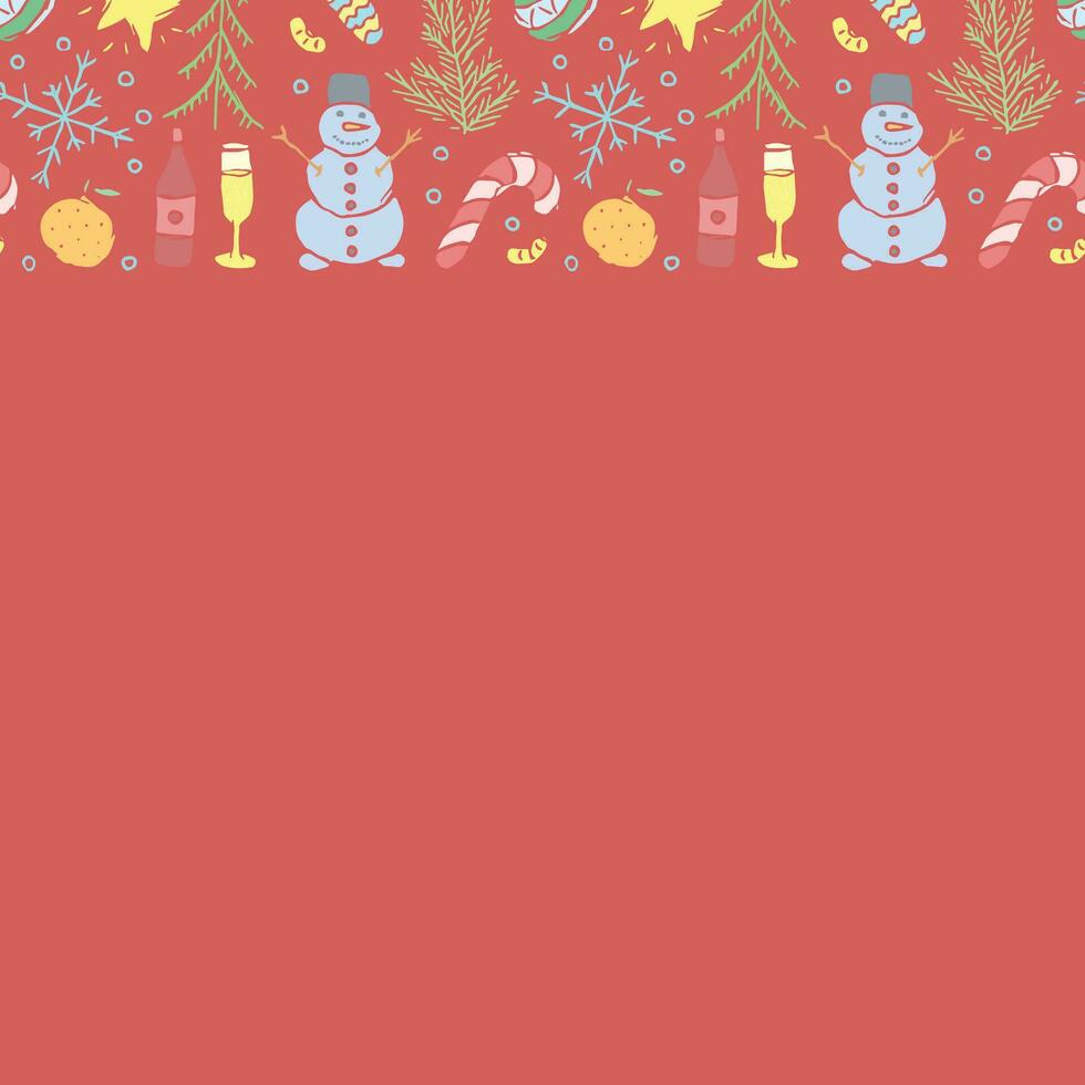 Seamless christmas frame. New year background. Doodle illustration with christmas and new year icons vector