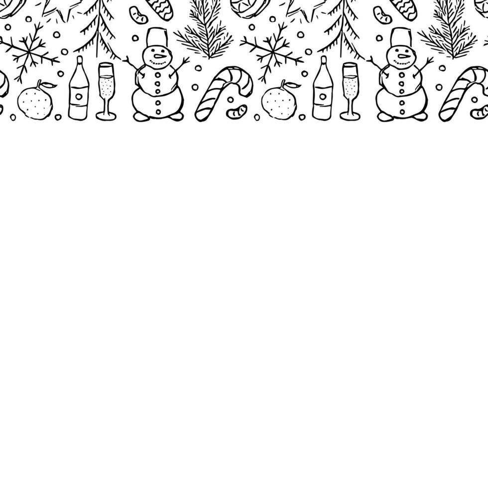 New year background. Doodle illustration with christmas and new year icons vector