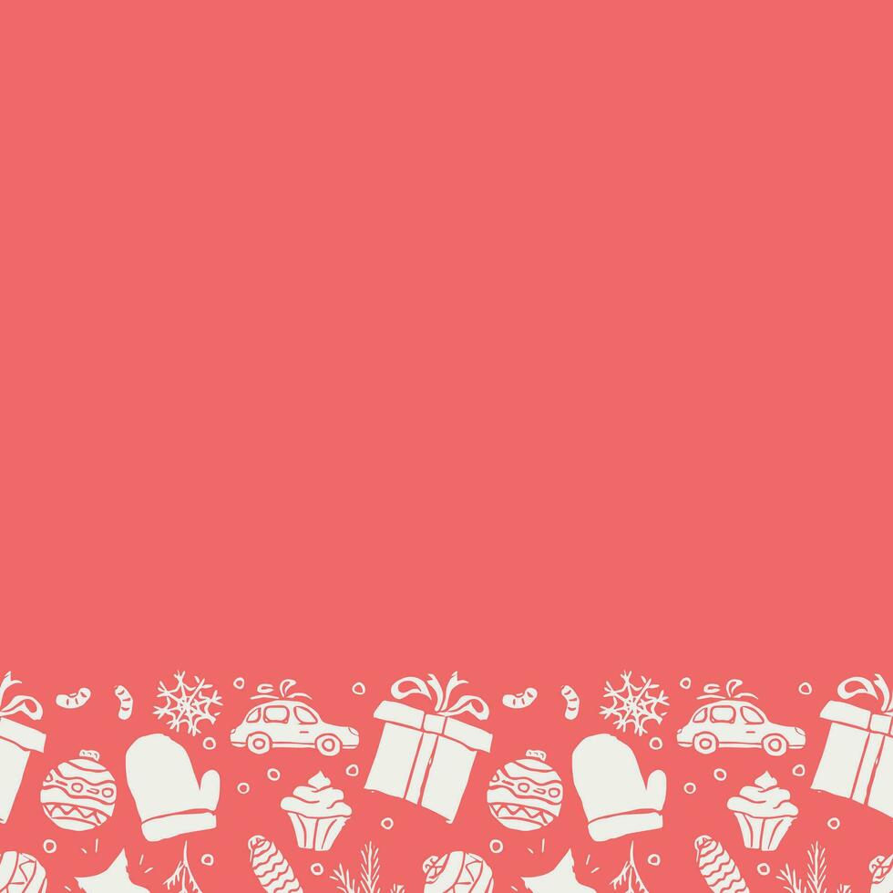 Seamless christmas frame. New year background. Doodle illustration with christmas and new year icons vector