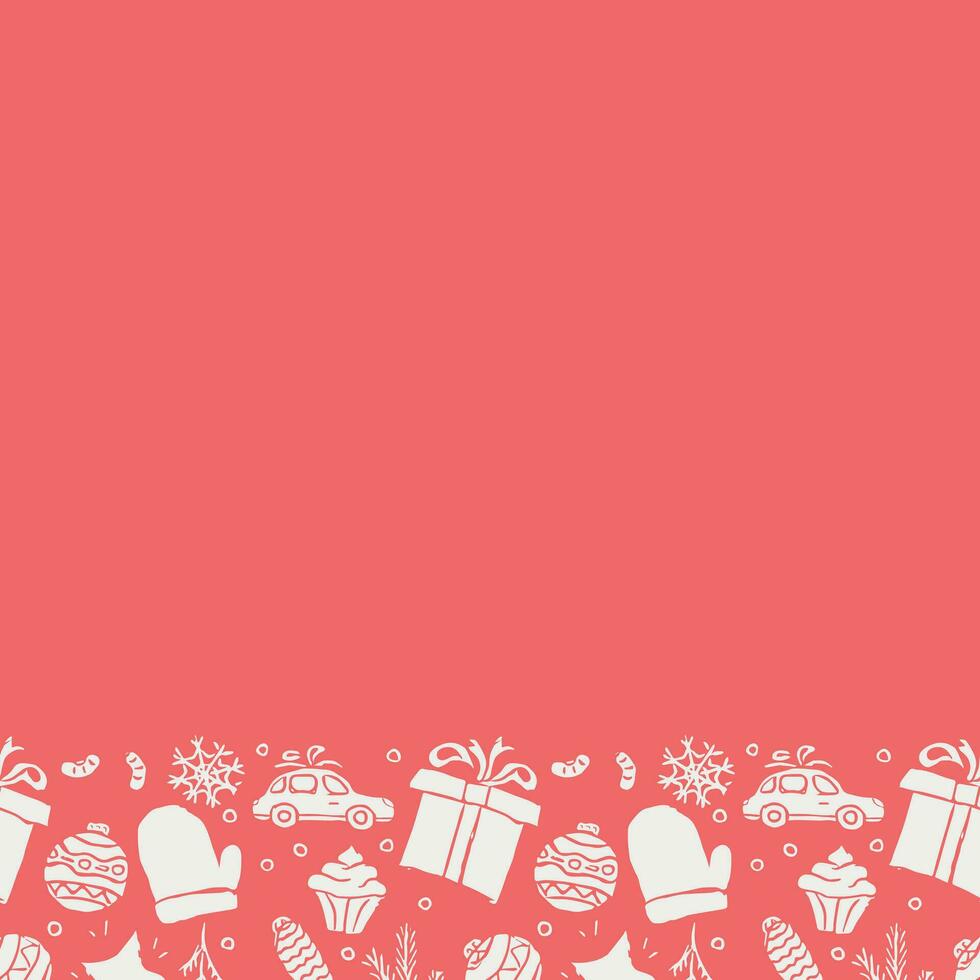 Seamless christmas frame. New year background. Doodle illustration with christmas and new year icons vector