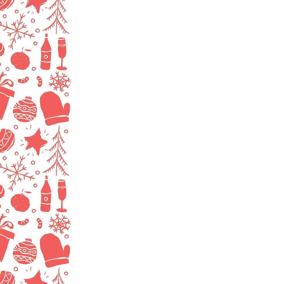 Seamless christmas frame. New year background. Doodle illustration with christmas and new year icons vector