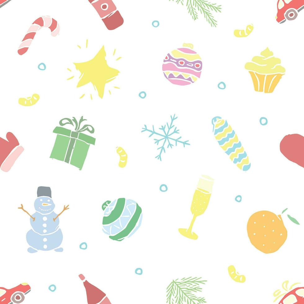 Seamless christmas pattern. New year background. Doodle illustration with christmas and new year icons vector