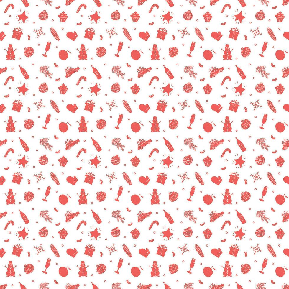 Seamless christmas pattern. New year background. Doodle illustration with christmas and new year icons vector