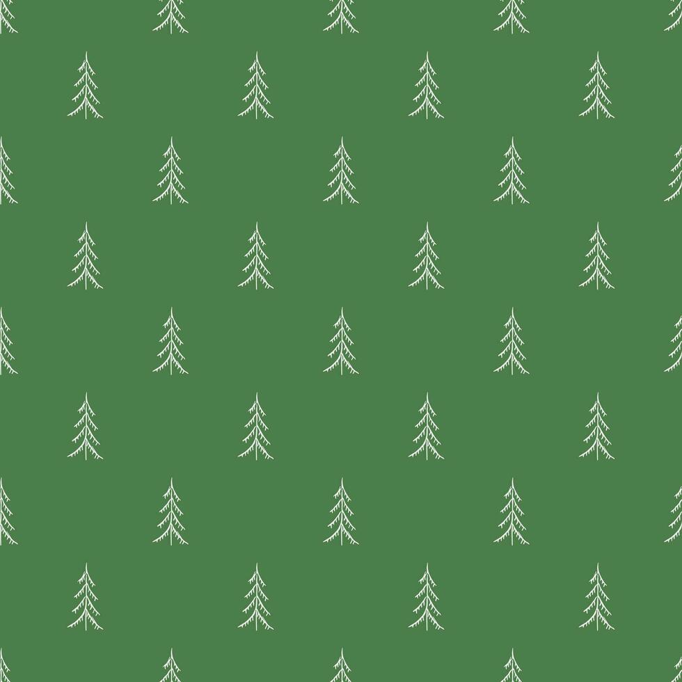 Seamless christmas tree pattern. New year background. Doodle illustration with christmas tree vector