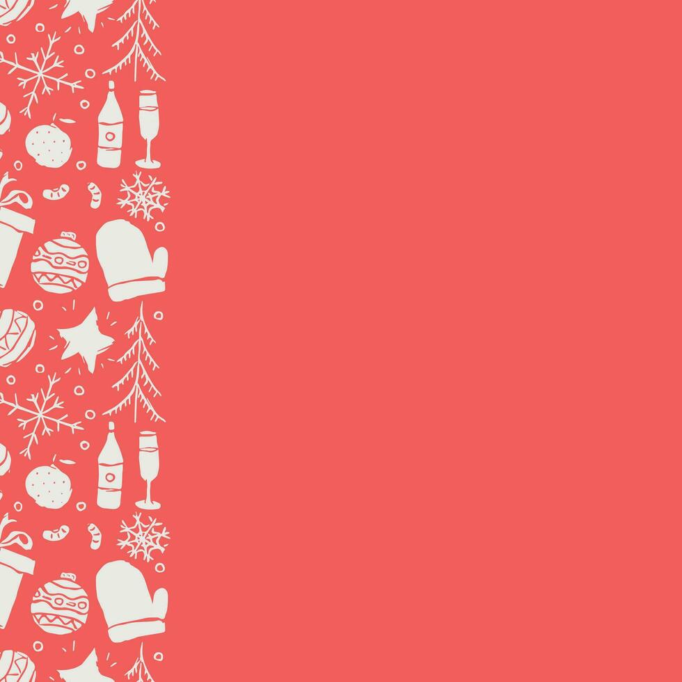 Seamless christmas frame. New year background. Doodle illustration with christmas and new year icons vector