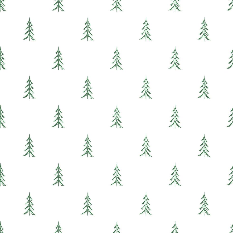 Seamless christmas tree pattern. New year background. Doodle illustration with christmas tree vector