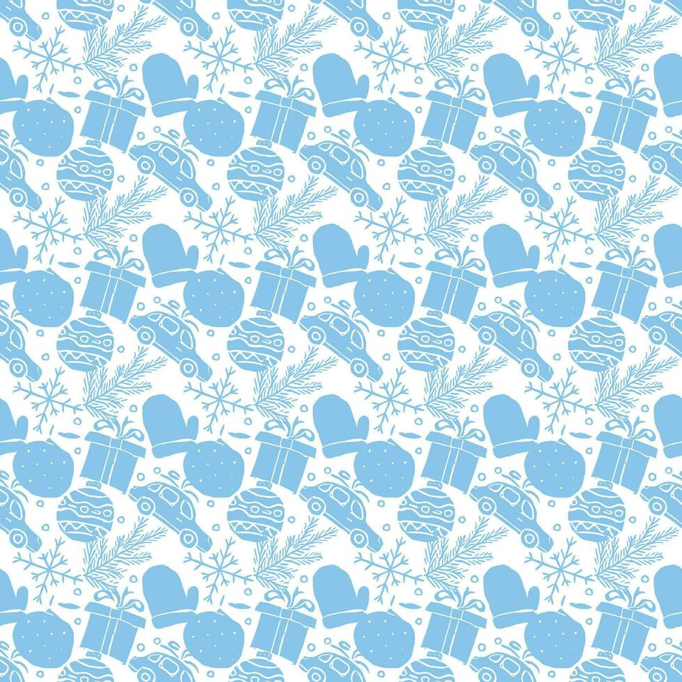Seamless christmas pattern. New year background. Doodle illustration with christmas and new year icons vector
