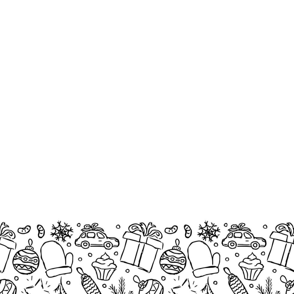 New year background. Doodle illustration with christmas and new year icons vector