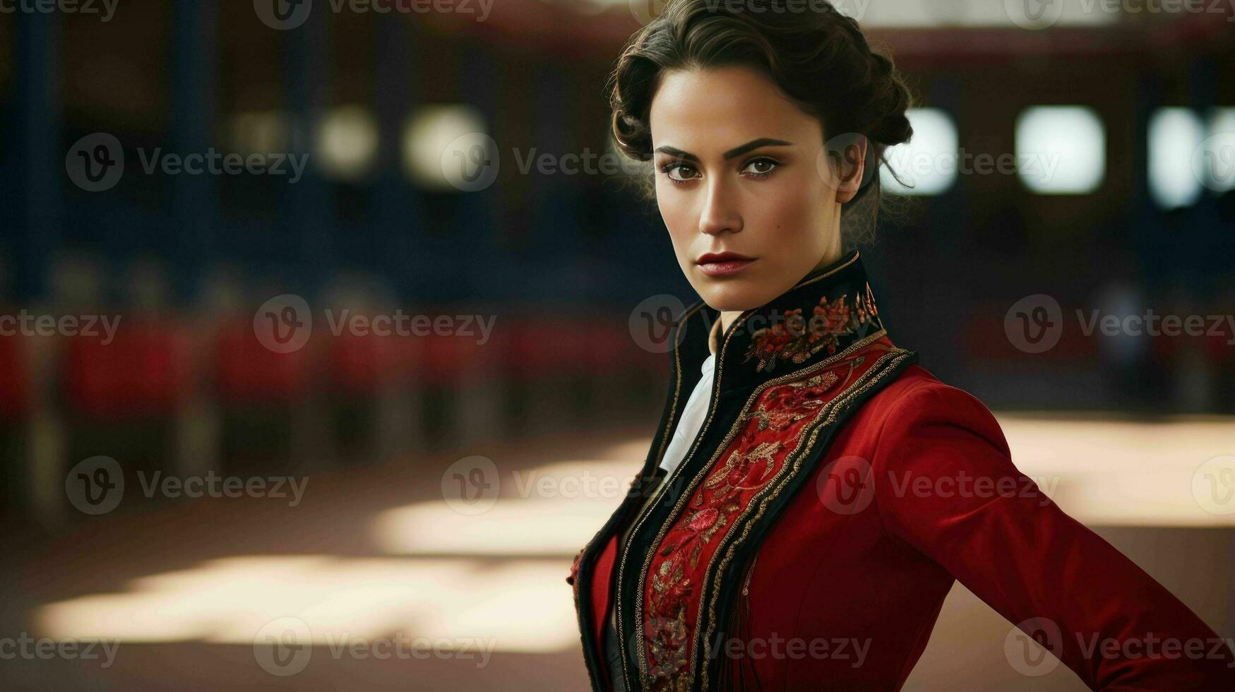 AI generated A Beautiful Spanish Woman Matador in Traditional Attire photo
