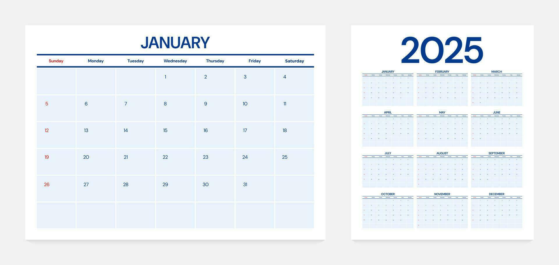 calendario 2025 diseño modelo. vector