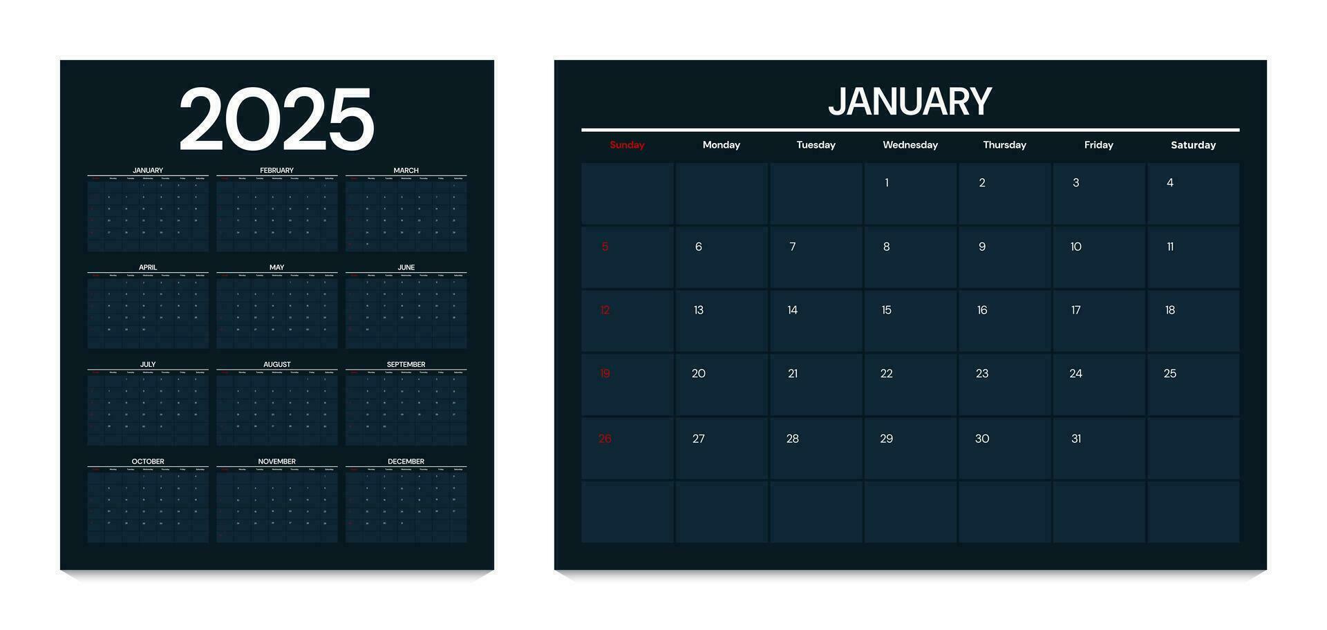 Calendar 2025 design template. 34782457 Vector Art at Vecteezy Calendar 2025 Design