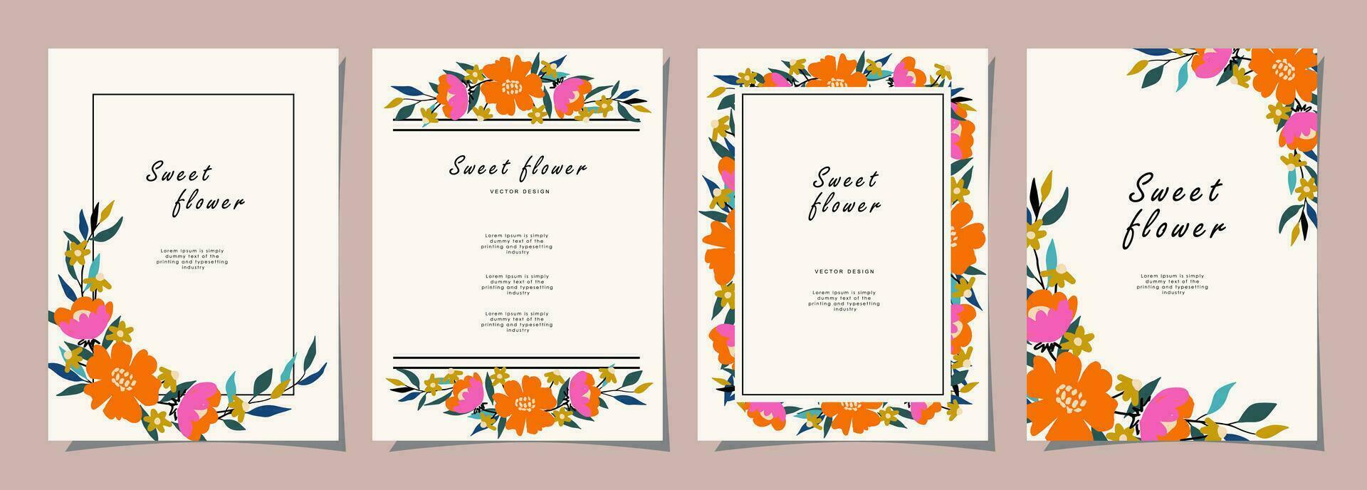 floral modelo conjunto para póster, tarjeta, cubrir, etiqueta, bandera, invitación en hermosa lujo botánico estilo y elegante jardín vector diseño plantillas con flores y plantas.