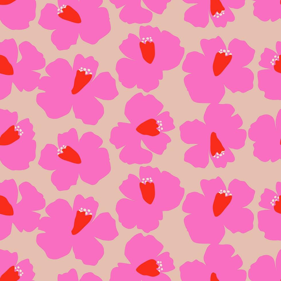 Hand drawn flowers, seamless patterns with floral for fabric, textiles, clothing, wrapping paper, cover, banner, interior decor, abstract backgrounds. vector
