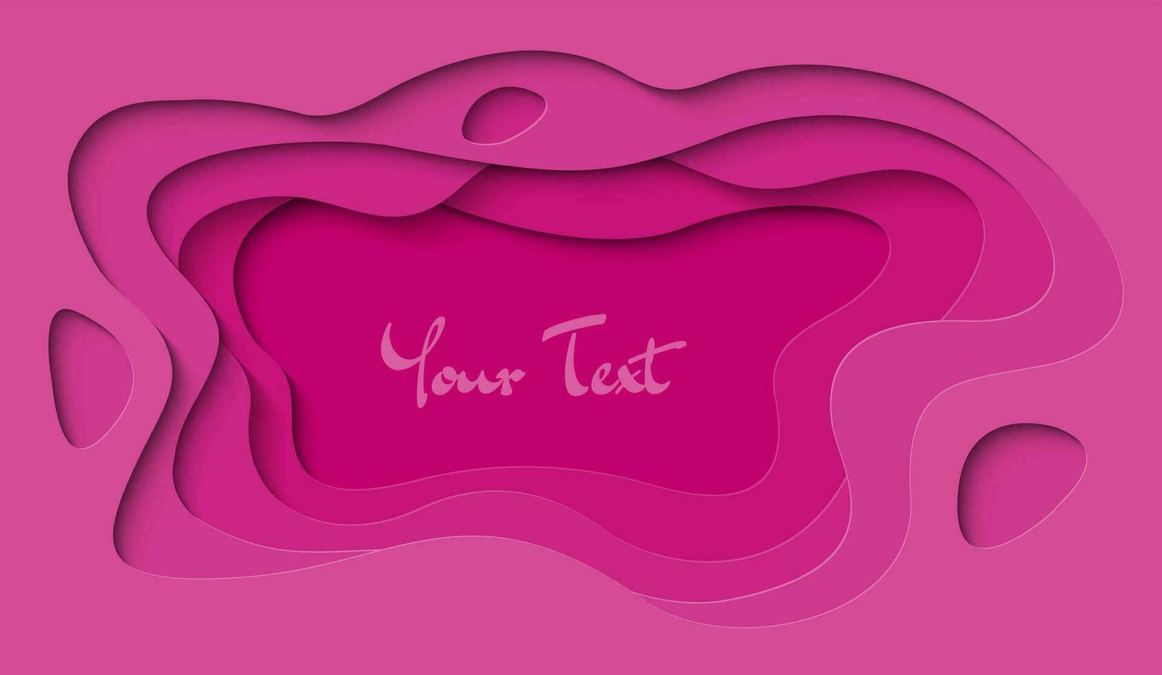 Pink Abstract Background. 3D Paper Cut Out realistic horizontal banner. Valentine's Day greeting Card vector