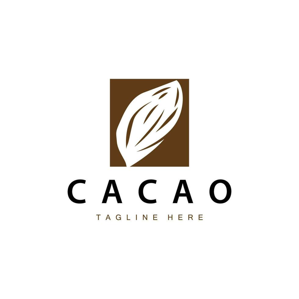 chocolate frijol logo, chocolate planta diseño con sencillo semilla hoja y vástago concepto, para negocio marca vector