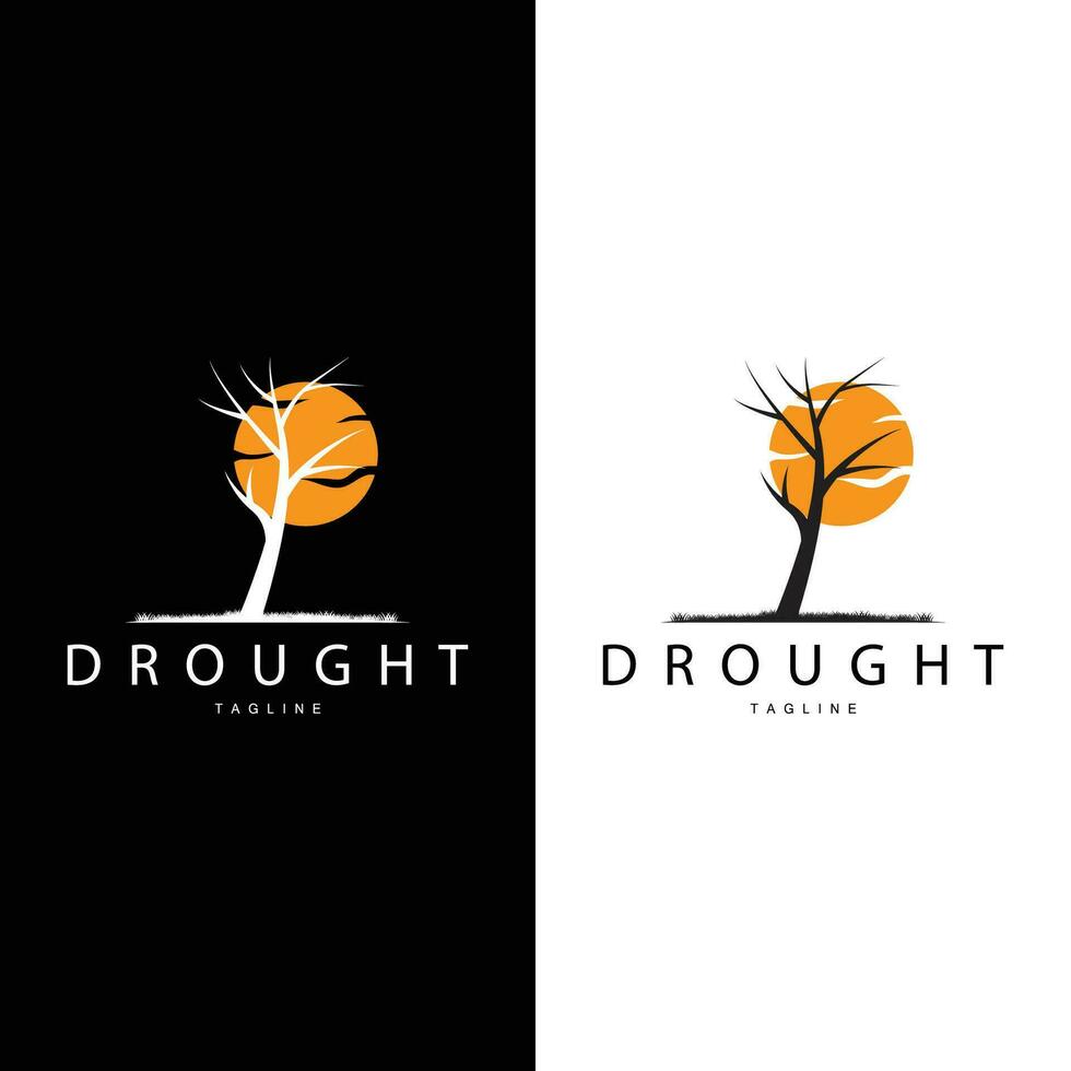 Drought Logo, Dry Tree Logo Design with Simple, Minimalist and Modern Vector Line Style