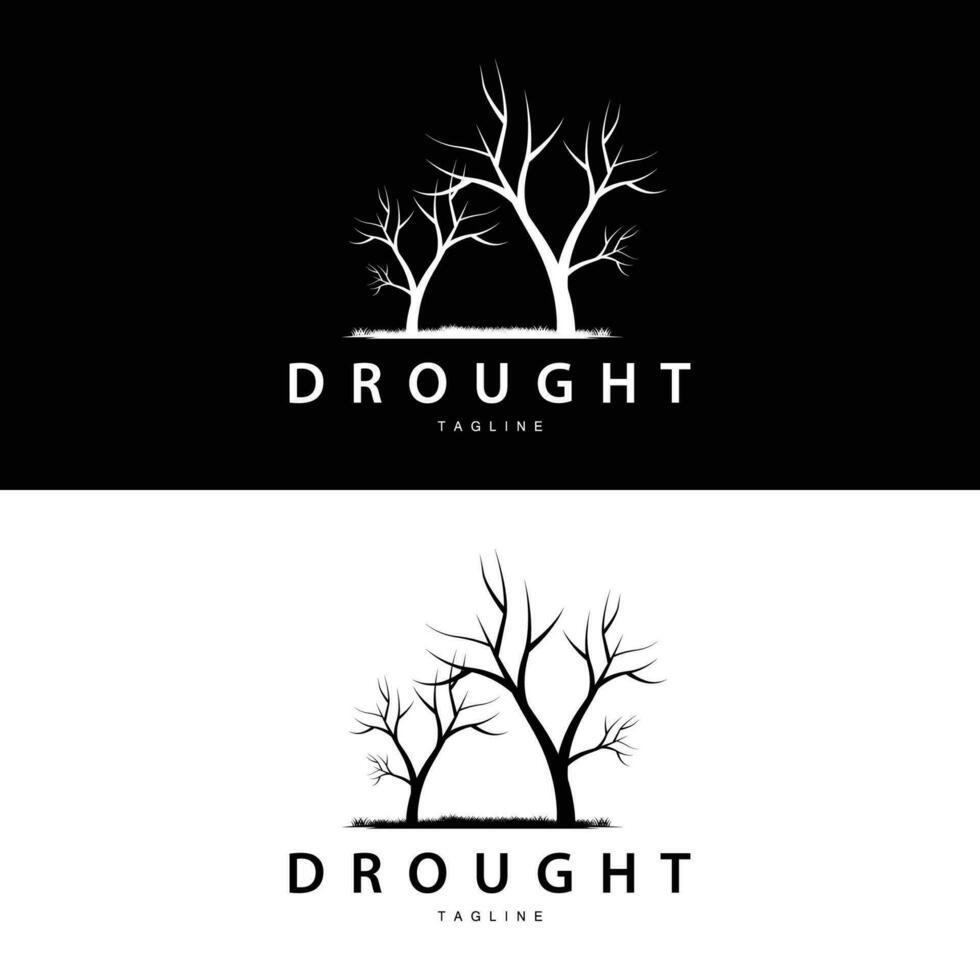 Drought Logo, Dry Tree Logo Design with Simple, Minimalist and Modern Vector Line Style